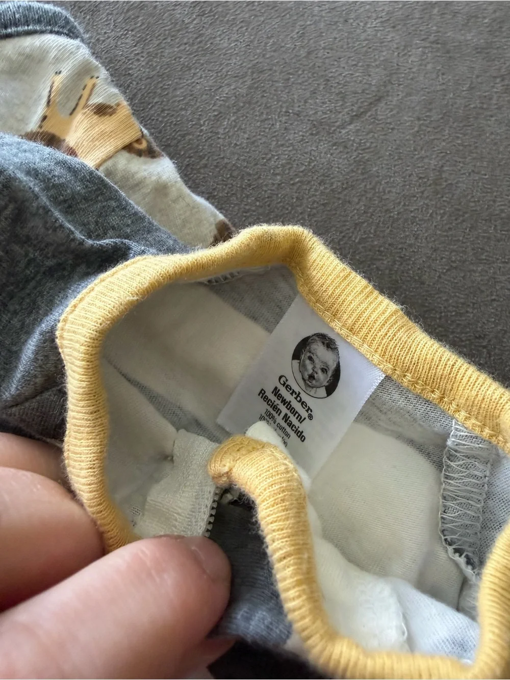 Gerber Baby Footed Sleepers in Yellow, Gray, White